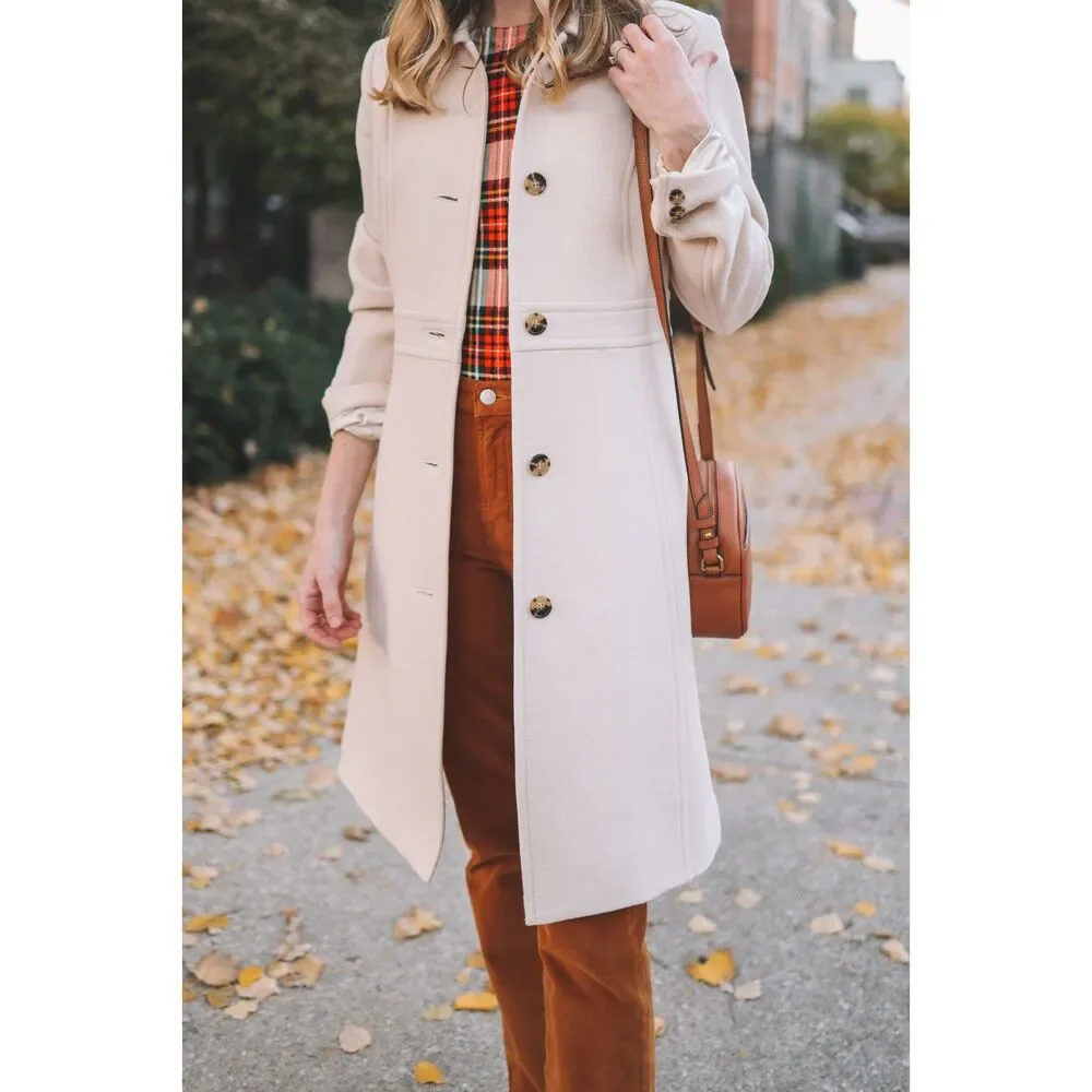 J.Crew Italian Double Cloth Wool Lady Day Coat in Vanilla Size S - Picture 7 of 16